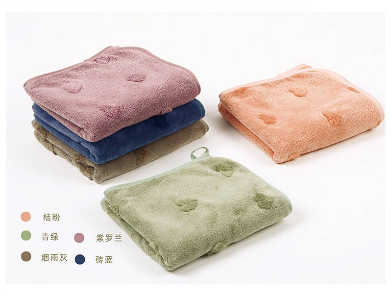 凌峰纺织2024新款毛巾提花浴巾爱心图案头发家居柔软时尚礼盒详情5