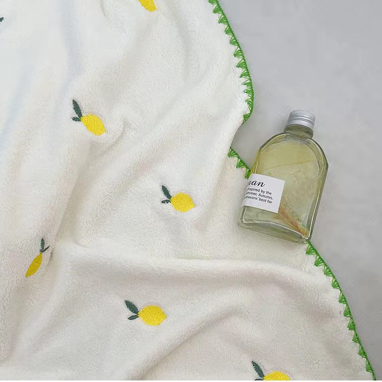 Futian coral velvet embroidered bath towel, fruit embroidery, soft, absorbent, thickened, high-density household, one-piece consignment pic 5