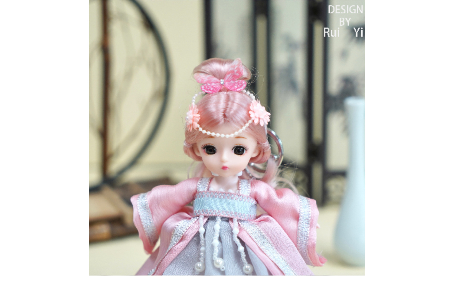 DIY国潮汉服简约拼色钥匙扣16cm娃娃儿童手办公仔bjd娃娃厂家批发详情7