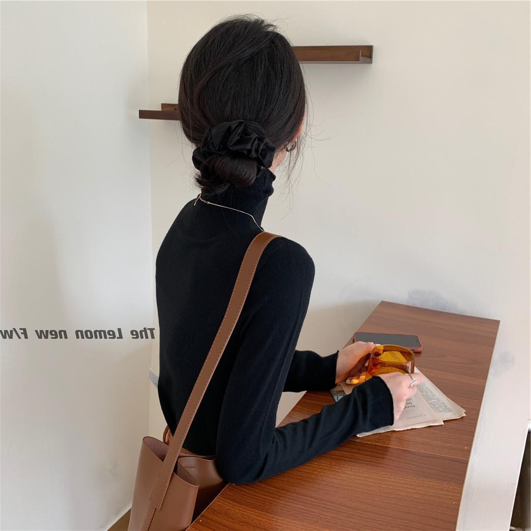 秋冬新款女装高领卷边打底衫糖果色修身保暖基础款仿羊绒衫毛衣女详情24