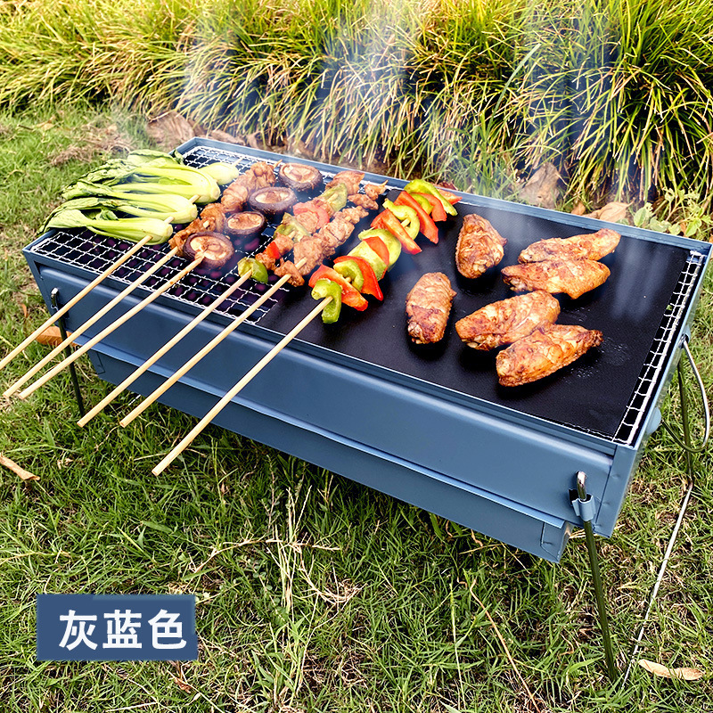 厂家现货新品网红马卡龙色烤漆户外烧烤炉BBQ便携式折叠烧烤架详情4