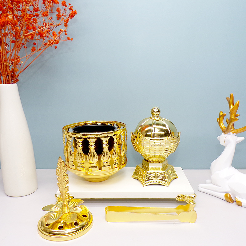 New golden creative incense burner with Middle Eastern style from a manufacturer, fashionable handicrafts and decorative items pic 9