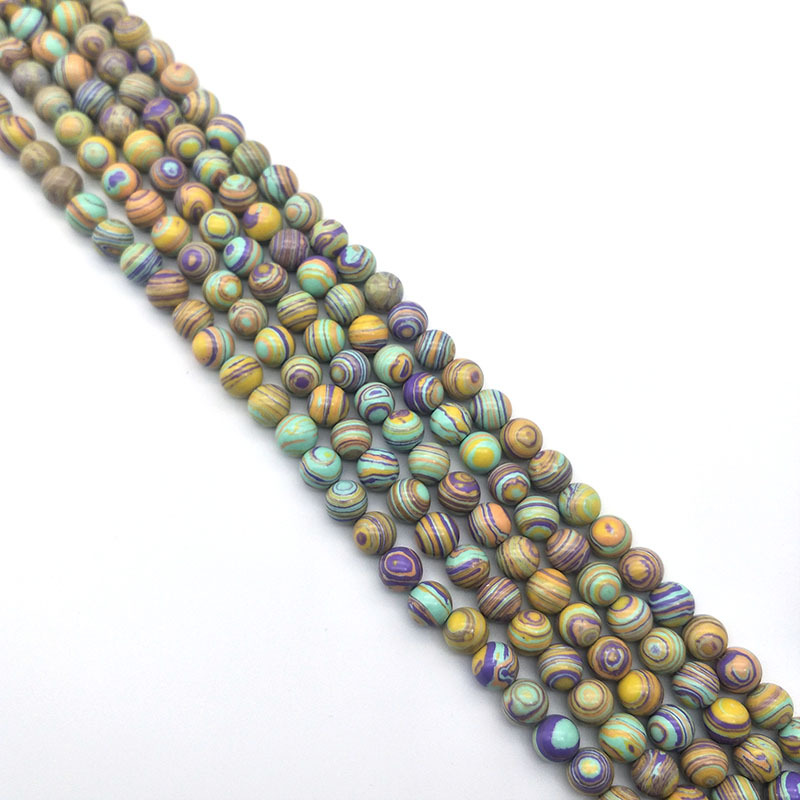 Jewelry accessories, malachite loose beads, semi-finished products, beads strung together to form round beads, DIY cross-border bead matching, large quantity discounts pic 4