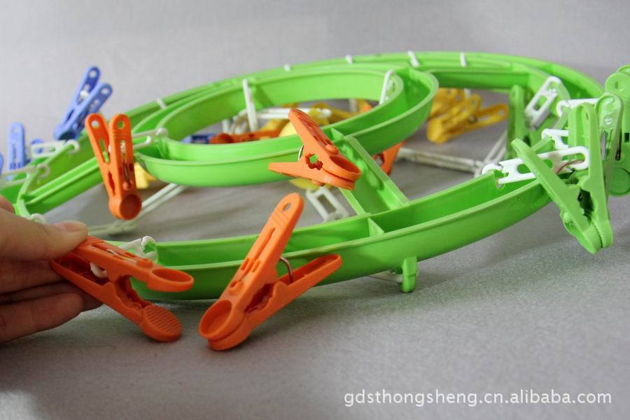 PP塑料晒衣架 20夹圆形晾晒架 晾晒用品袜子毛巾内衣晒衣架详情4