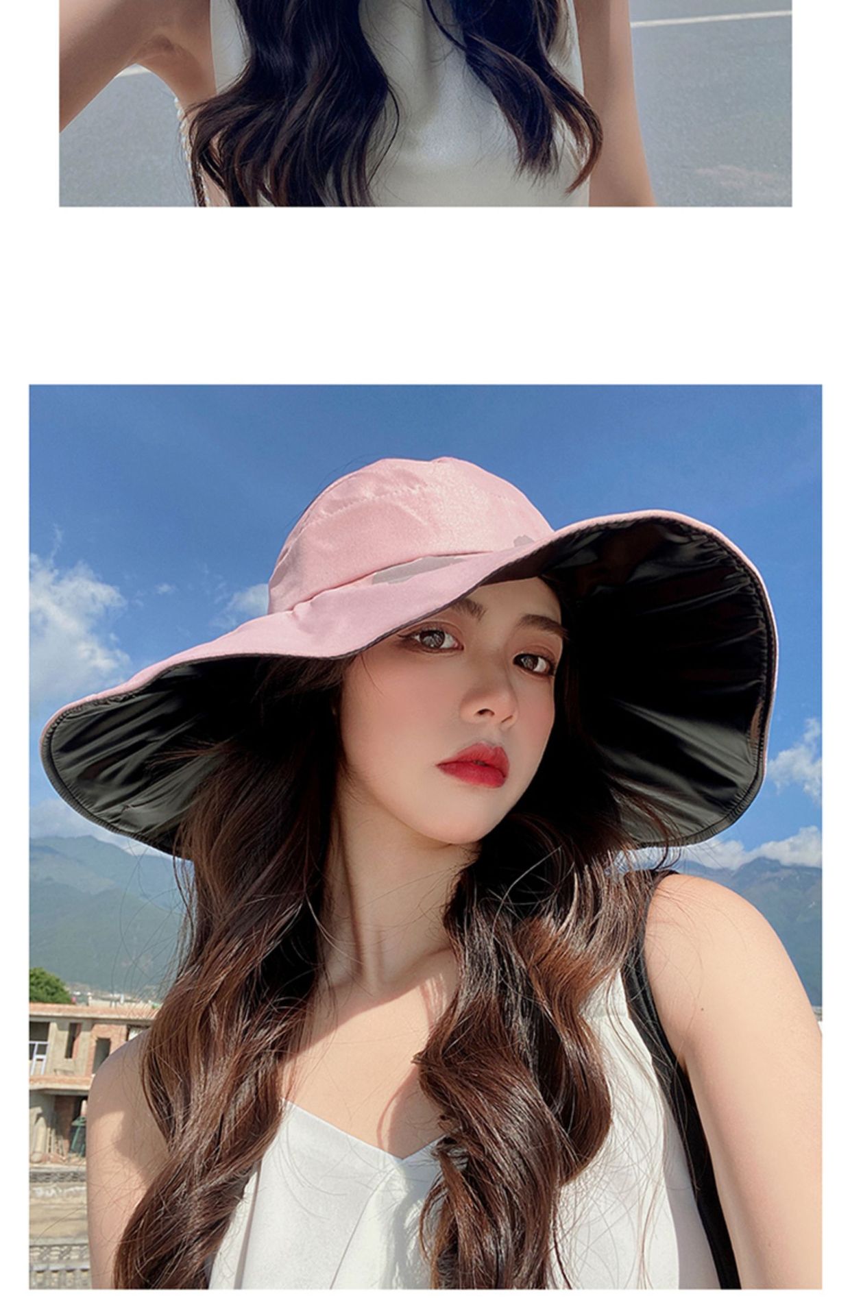 帽子女夏防晒空顶帽大沿韩版太阳帽百搭时尚蝴蝶结遮脸遮阳渔夫帽详情25