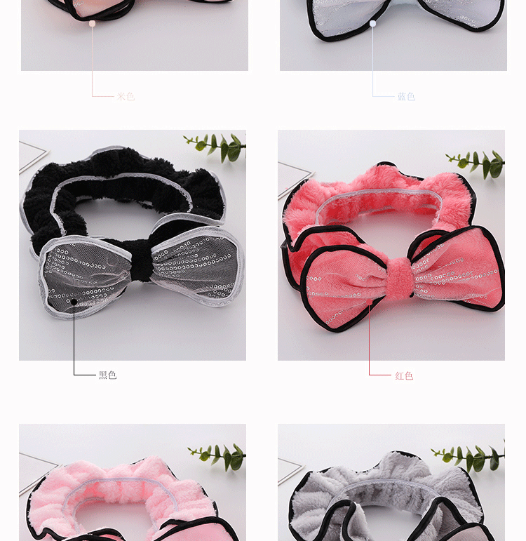 Internet-famous bow girl headband, female rabbit ear headband, cute cartoon face wash hair tie, Korean version headwear pic 10