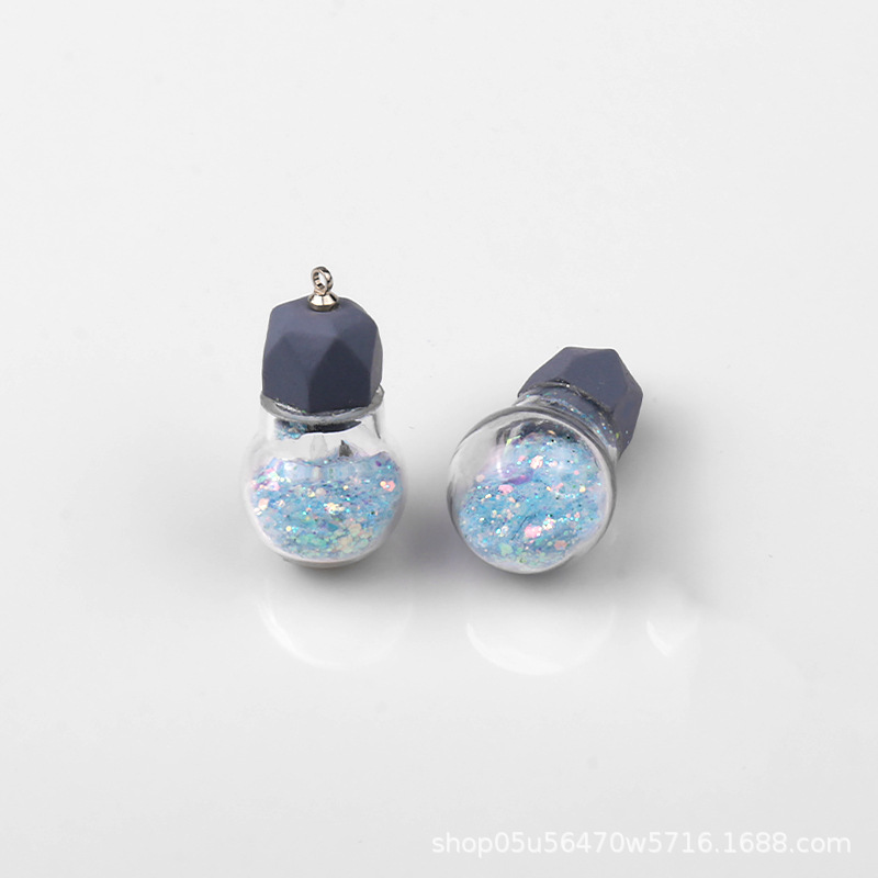 Resin glitter small light bulbs, pendants, earrings, necklaces, keychains, handmade materials, DIY jewelry, small accessories wholesale pic 2