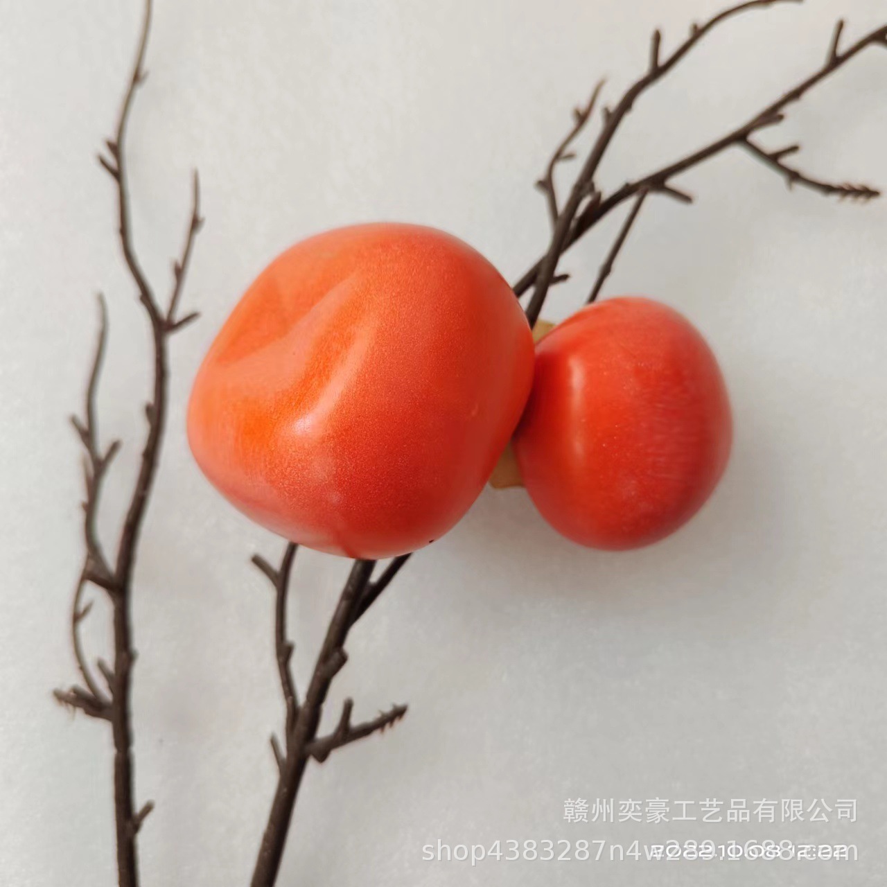 Simulated fruit model, simulated persimmon, fake persimmon prop, persimmon branch head decoration, flower arrangement accessories pic 3