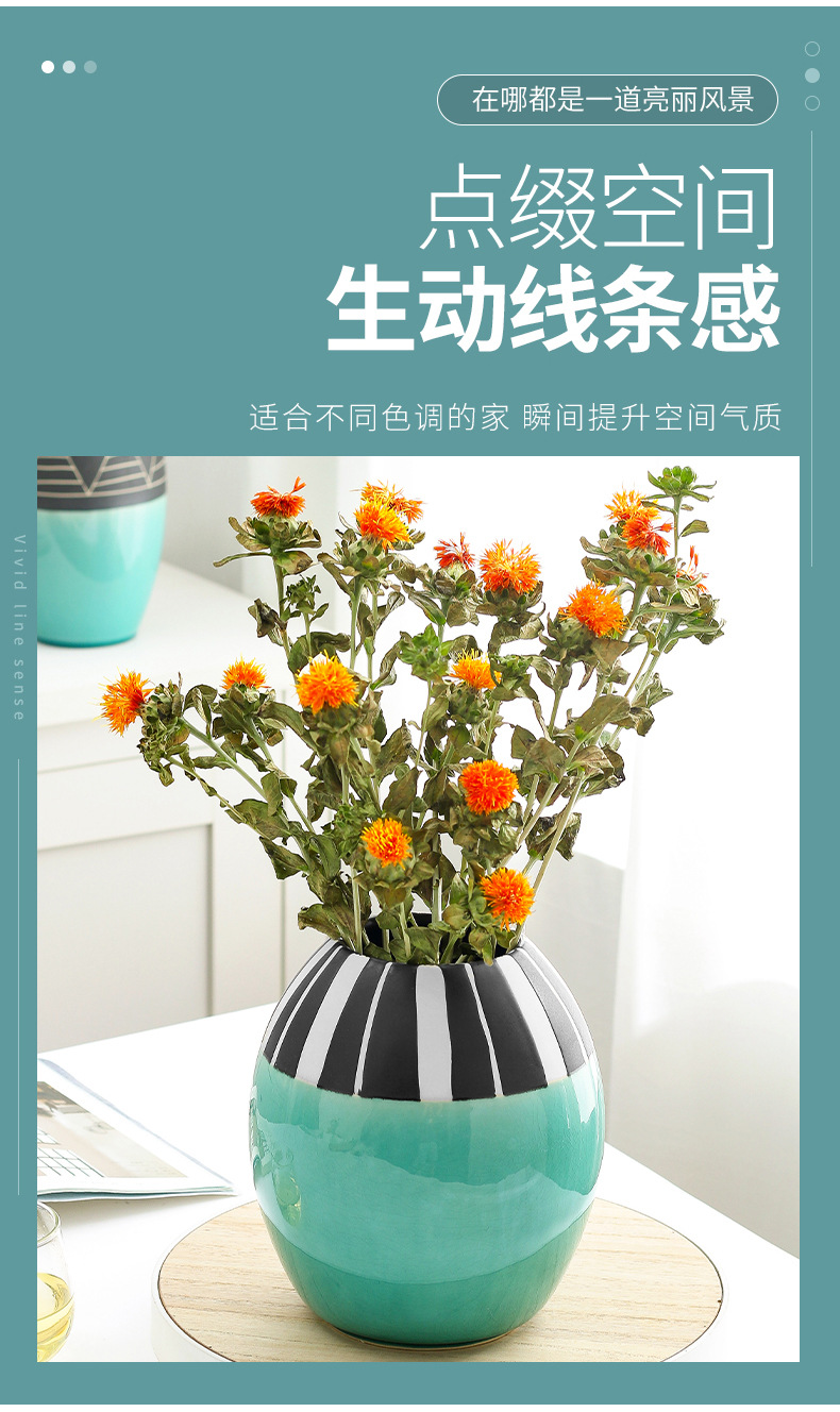 Chinagoods Ceramic Vase北欧陶瓷花瓶酒店家公寓居客厅陶瓷瓶水培花瓶样板间复古摆件详情9