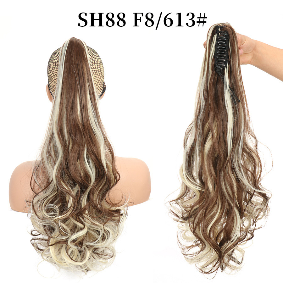 European and American style claw clip long curly hair, tiger mouth claw clip ponytail simulation wig, fluffy and natural ponytail pic 35