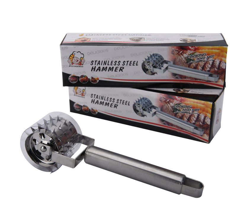 Stainless steel meat tenderizer, roller seasoning rod, rolling meat tenderizer, meat floss needle, meat press pic 10