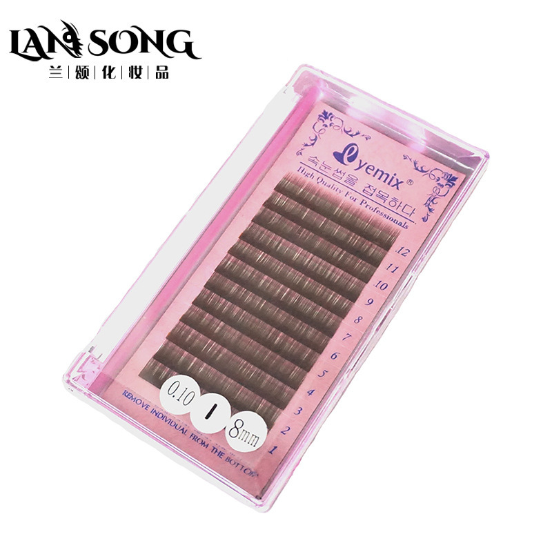 Korean eyelash extensions, soft eyelash implants, 12 rows of straight curly hair, 0.10 thickness, available in black or brown pic 13