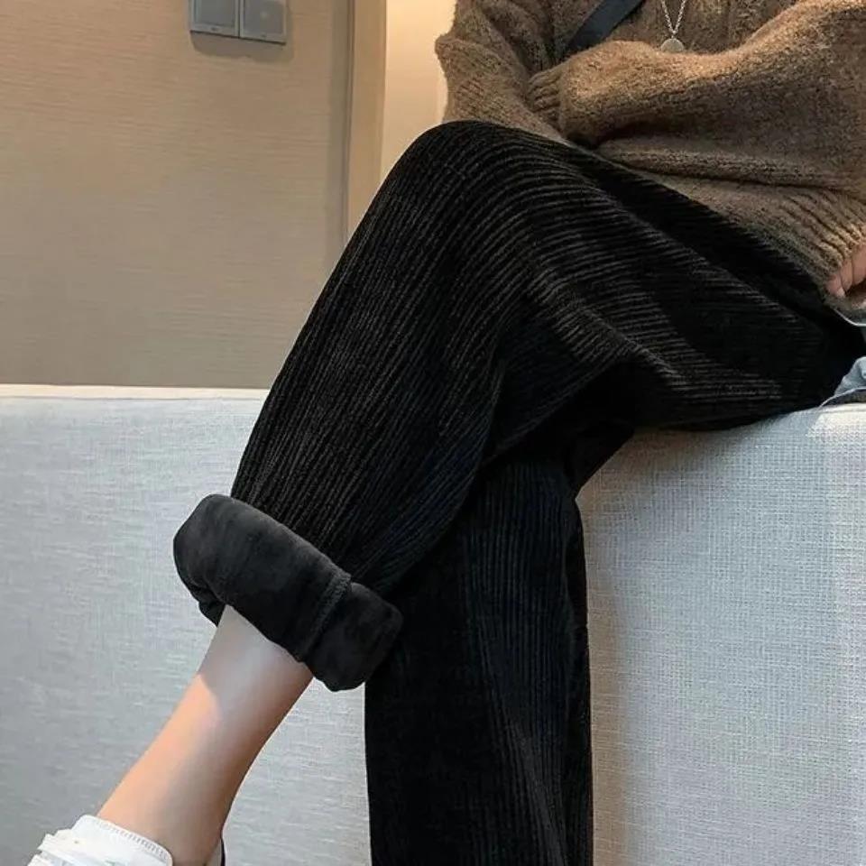 Pantalón de deporte mujer primavera verano slim pantalón de baño chenille bunch pie pantalones primavera otoño holgado recto pana cordura pantalones casuales pic 23