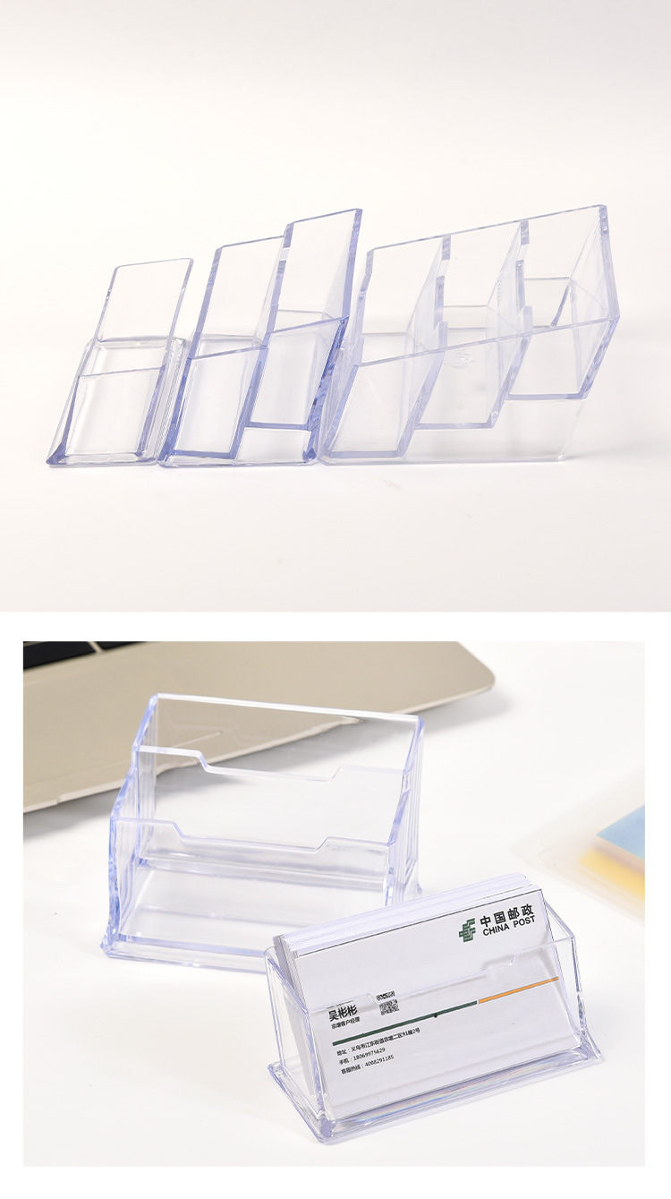 Transparent plastic business card holder, exhibition business desktop business card box, simple and transparent single-layer, double-layer and triple-layer business card stand pic 11