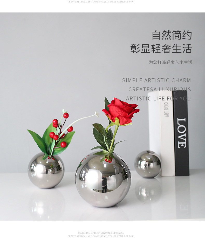 Modern and simple crystal vases, dry flower arrangements for the living room, Nordic light luxury flower vases, soft furnishings for the dining table, creative decorative items pic 21