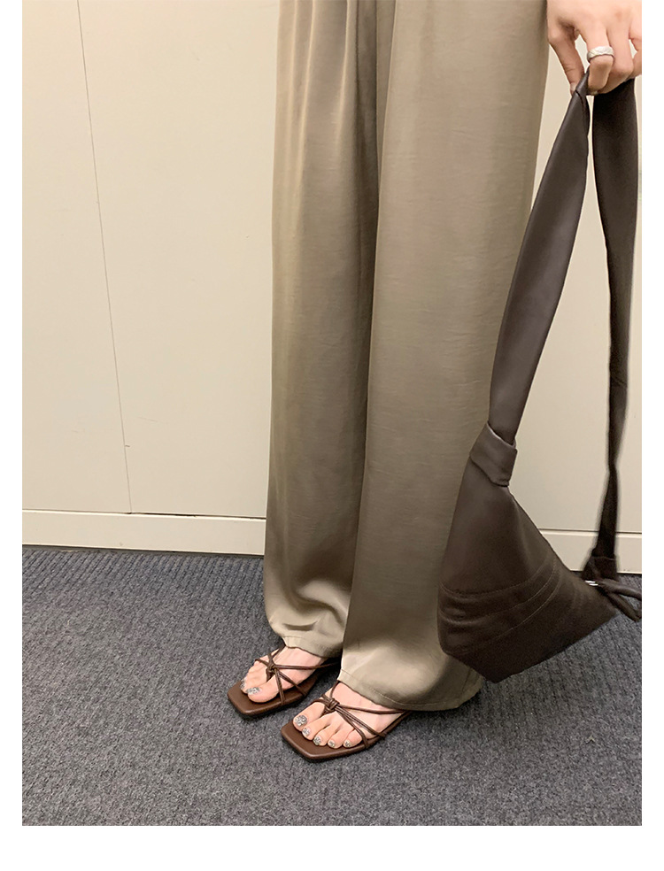 羊皮版葡萄妈同款法式方头高跟鞋细带粗跟平底拖鞋女夏季扭结凉拖详情26