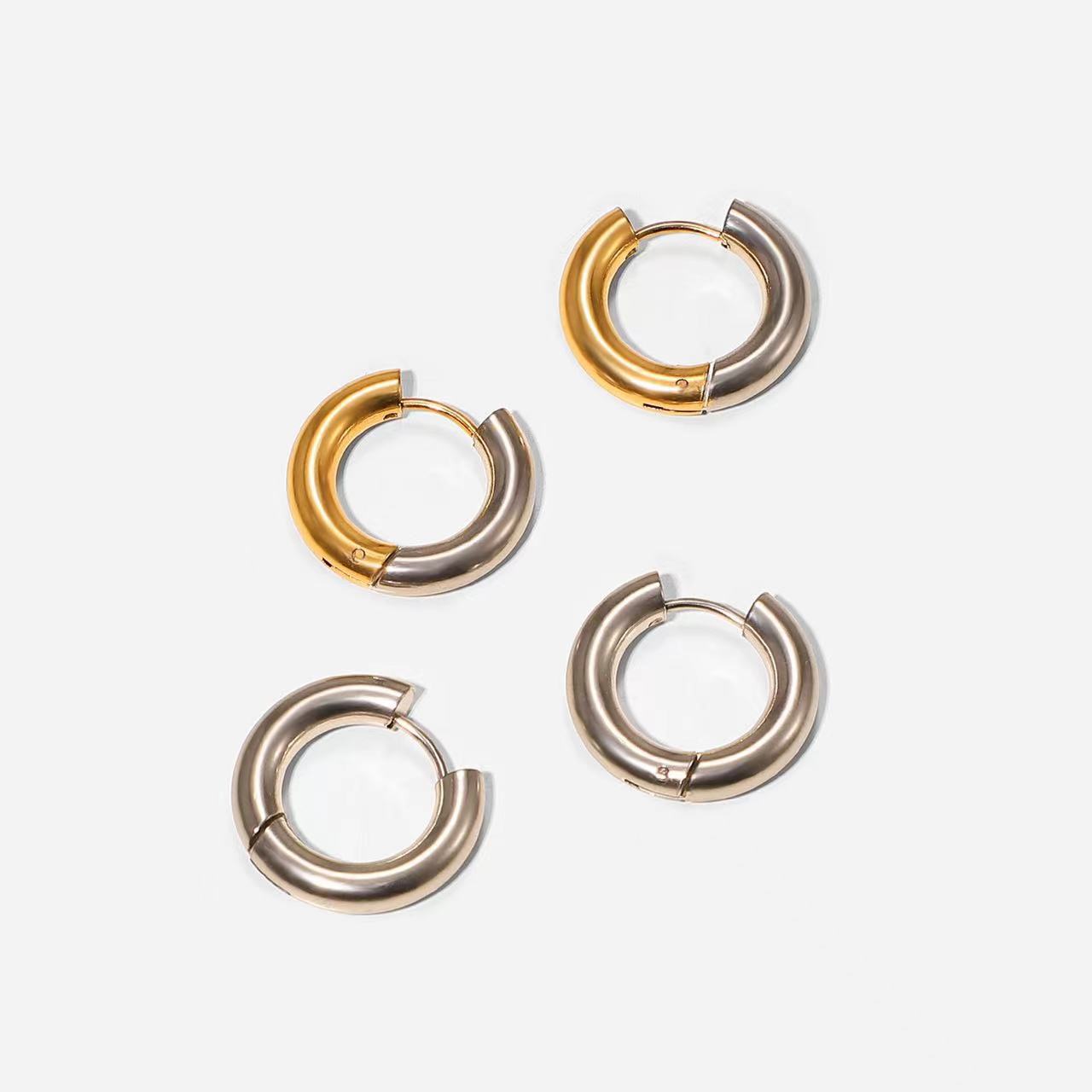 Ins-style titanium steel earrings, simple and fashionable, suitable for both men and women. Gold earrings with round rings and stainless steel earrings pic 36