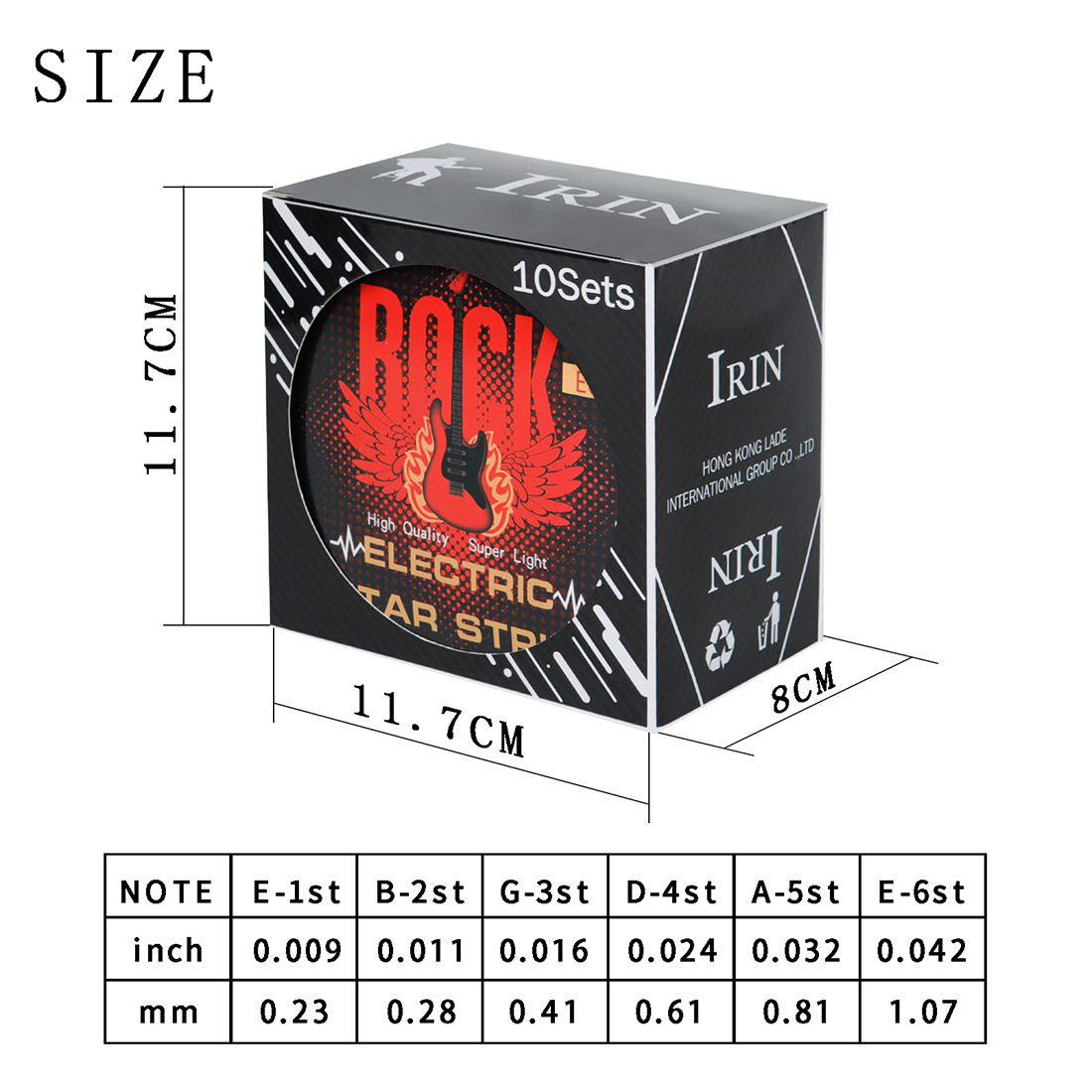 IRIN电吉他弦银色不锈钢电吉他琴弦一套6根套弦独立纸盒包装琴弦详情3