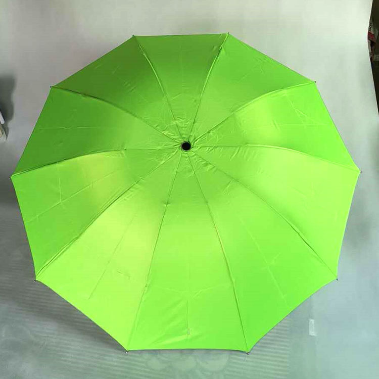 Fluorescent green UV-resistant silver gel folding umbrella, three-fold 10-bone windproof and sunshade, emerald green sun umbrella pic 3