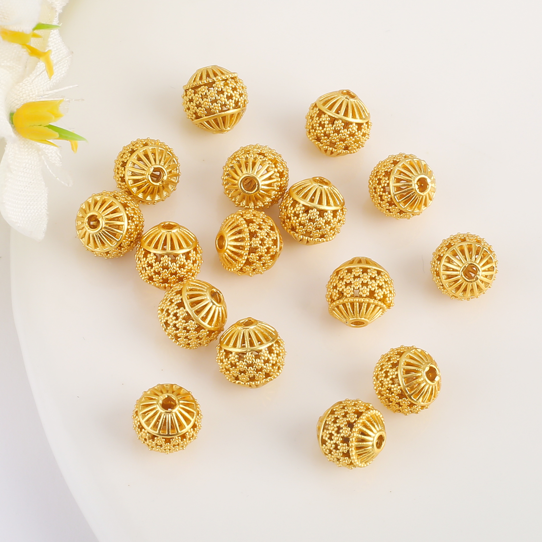 18K保色包金隔片车轮片光面圆片散珠隔珠diy饰品配饰手链项链配件详情5