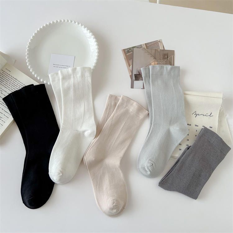 中筒袜袜子女秋冬白色堆堆袜宽松月子袜韩版百搭学生袜ins潮长袜详情4