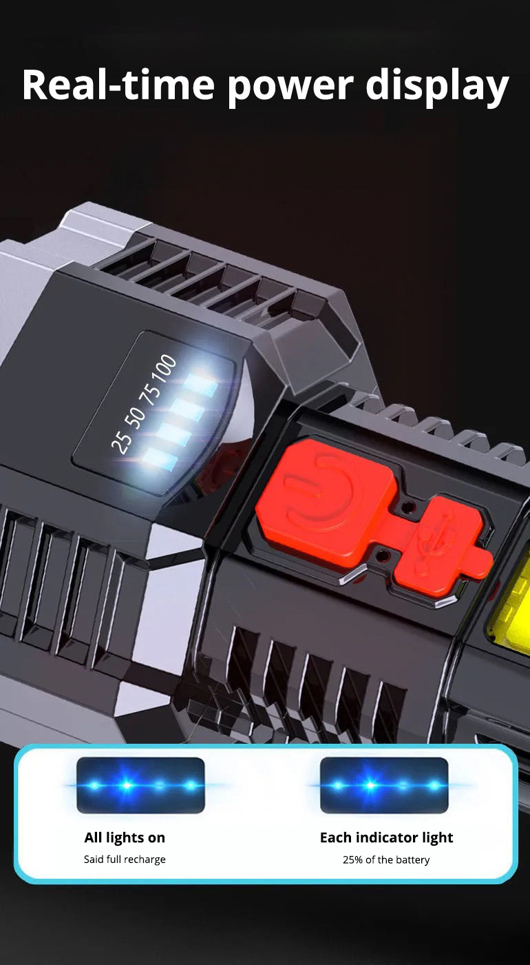 义乌闪电鹰led手电筒小强光便携户外可充电超亮cob工作灯多功能手详情23