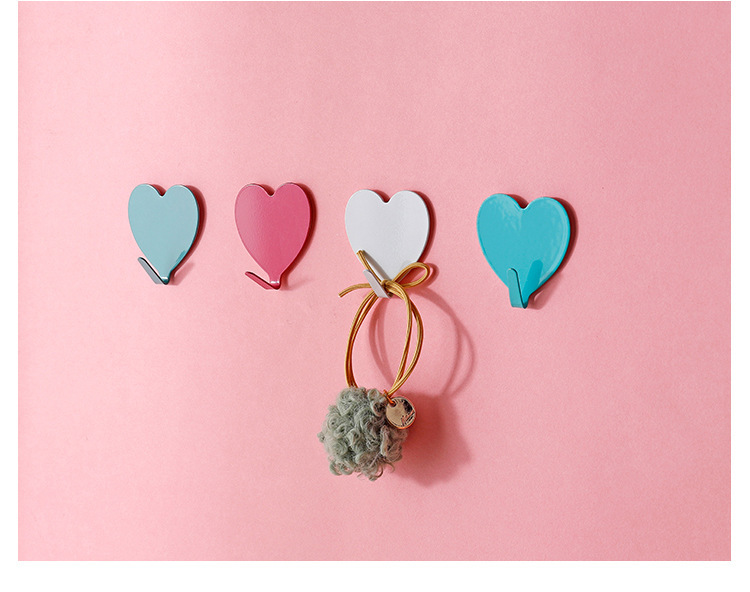 Japanese-style girlish pink heart-shaped sticky hook, stainless steel heart-shaped sticky hook, heart-shaped sticky hook, soft girl room decoration hook pic 9