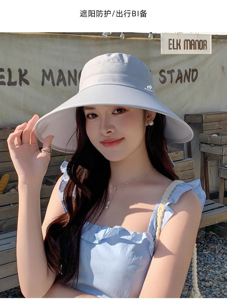 帽子遮阳帽女防晒防紫外线显脸小渔夫帽2025新款户外大帽檐太阳帽详情13