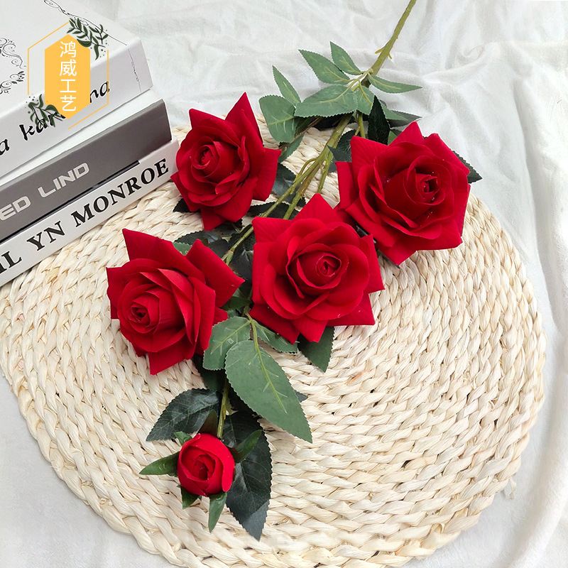 仿真高端3头植绒千姿露莲 洋牡丹仿真花 欧洲风居家客厅装饰假花详情4