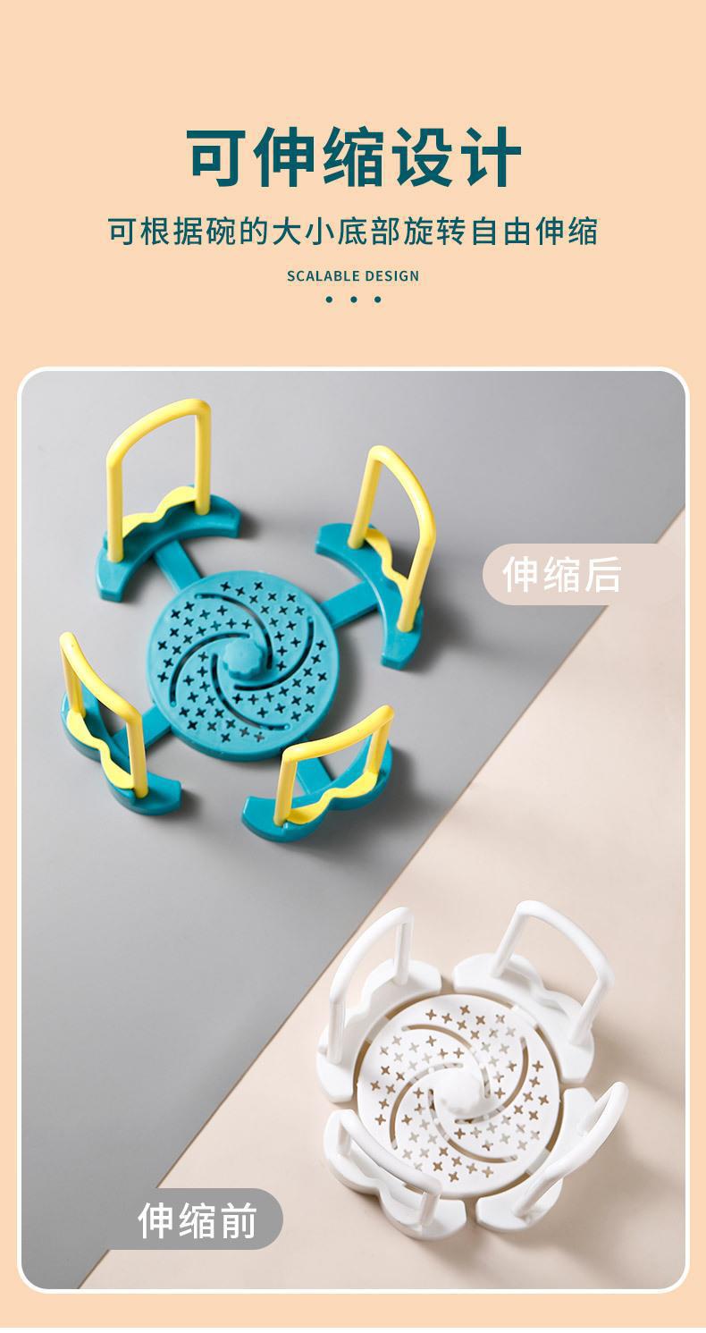 二代可伸缩沥水碗架厨房沥水碗碟架旋转伸缩碗架塑料碗碟收纳架子详情8