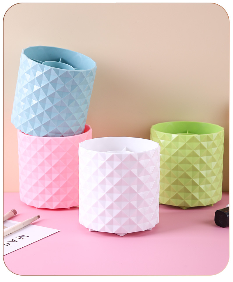 360-degree rotating pen holder, large-capacity makeup brush bucket, desktop storage box, cosmetics and lipstick storage box, rotating bucket pic 15