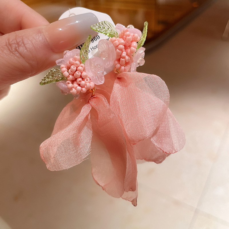 Silver needle forest-themed flower mesh ear studs, simple and fashionable atmosphere earrings, niche and versatile country-style earrings wholesale pic 45