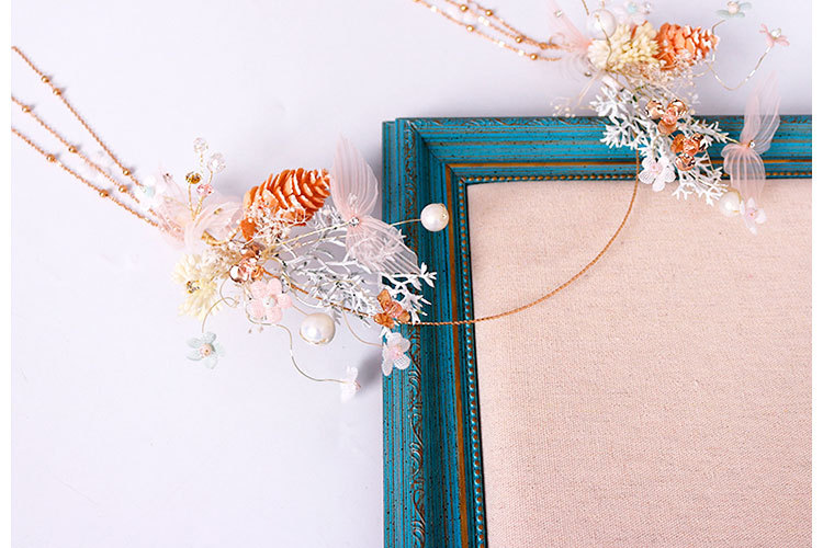 New Korean-style headband for brides, super fairy-like pink starry sky tassel edge clip, wedding style headwear wholesale pic 11