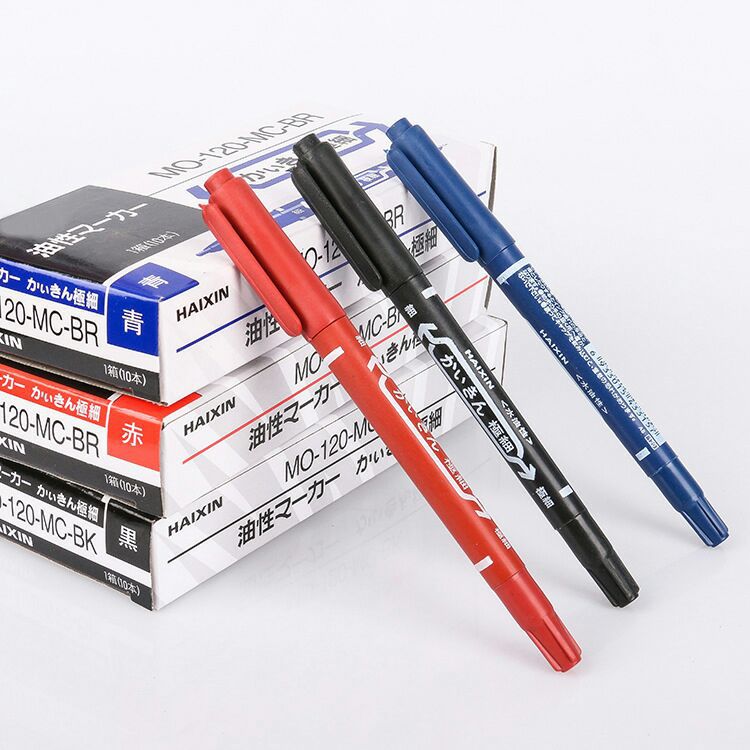 Box-packed double-headed marker pens, student stationery, office supplies, double water-based oil-based pens, marking, outlining pens, black writing pic 8