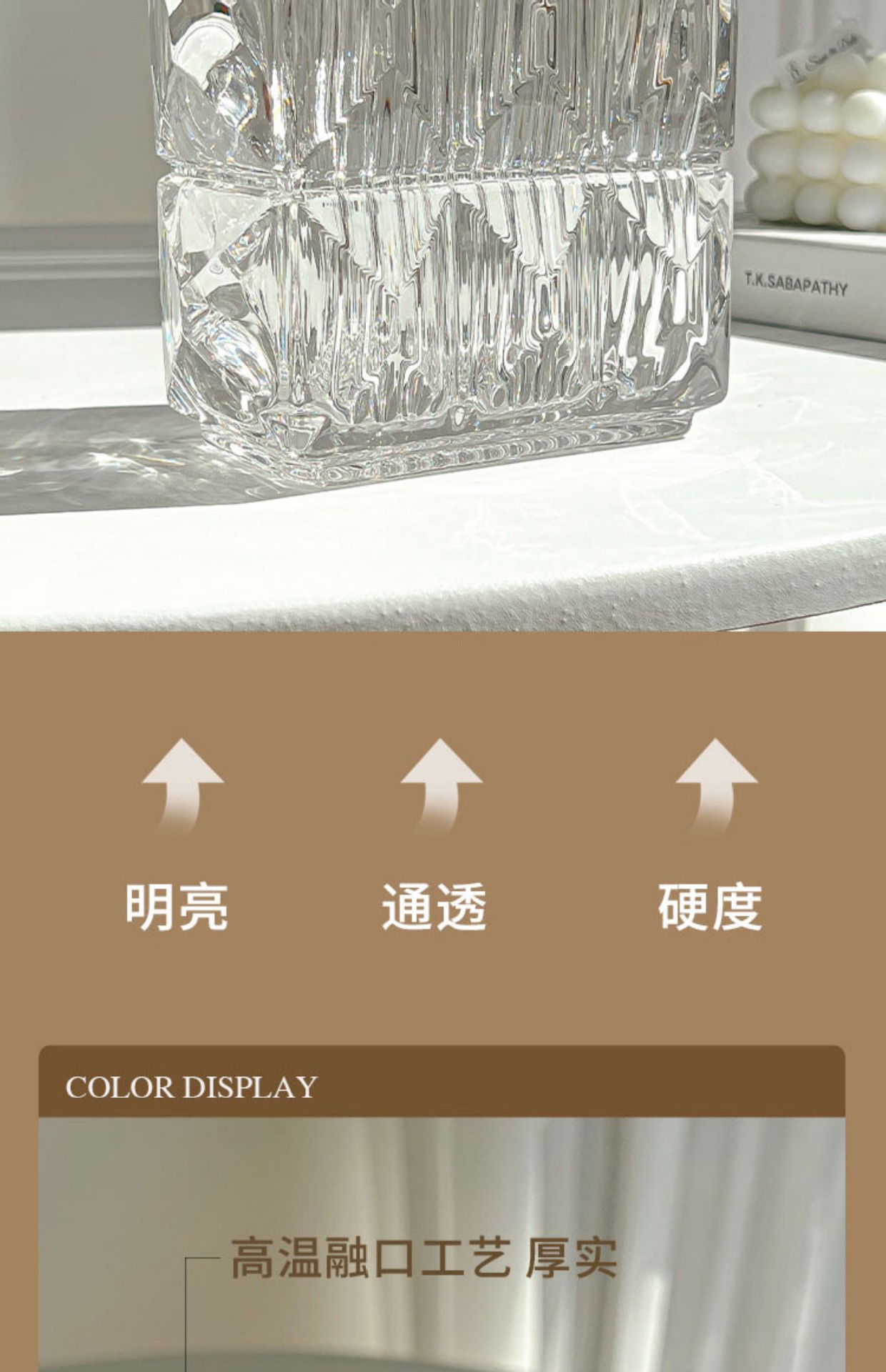 Vase ornaments, living room flower arrangements, high-end and light luxury, transparent glass, high-end hydroponic fresh flowers, roses, ins style pic 7