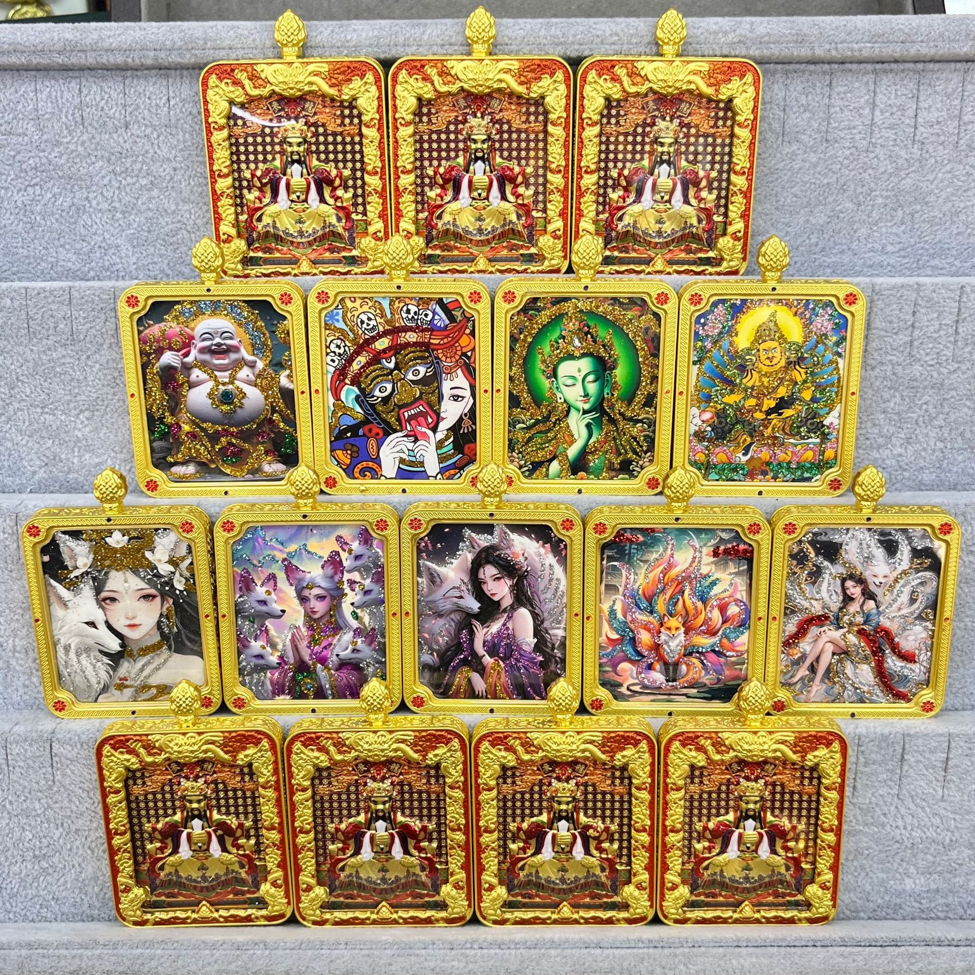 五台山唐卡浮雕双面款立体龙五爷吞金兽双面唐卡前世今生项链吊坠详情1