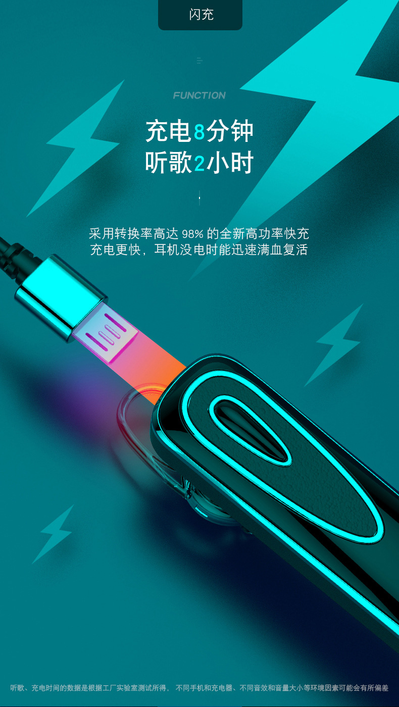 Private mold Qualcomm CSR chip fast charging ultra-long standby K1 stereo wireless Bluetooth headphones ear-hook style pic 7