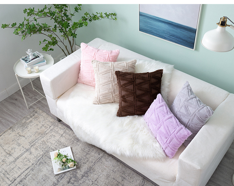 New ins solid color triangular geometric plush living room sofa pillowcase for autumn and winter Christmas headrest and cushion cover pic 14