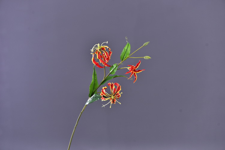 Lanjin artificial Plant Long Branch 3-head Jialan Flame Lily, high-end artificial flower, artificial flower, artificial flame lily, strange lily, home decoration pic 14
