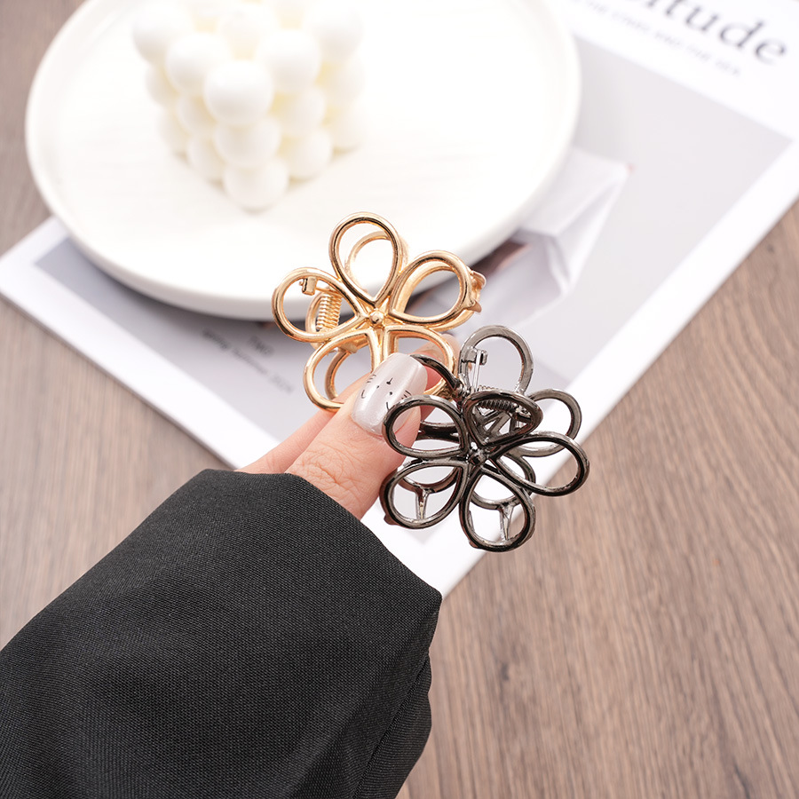 跨境欧美风发夹花朵小号抓夹头饰女盘发后脑勺合金发抓半扎鲨鱼夹详情7