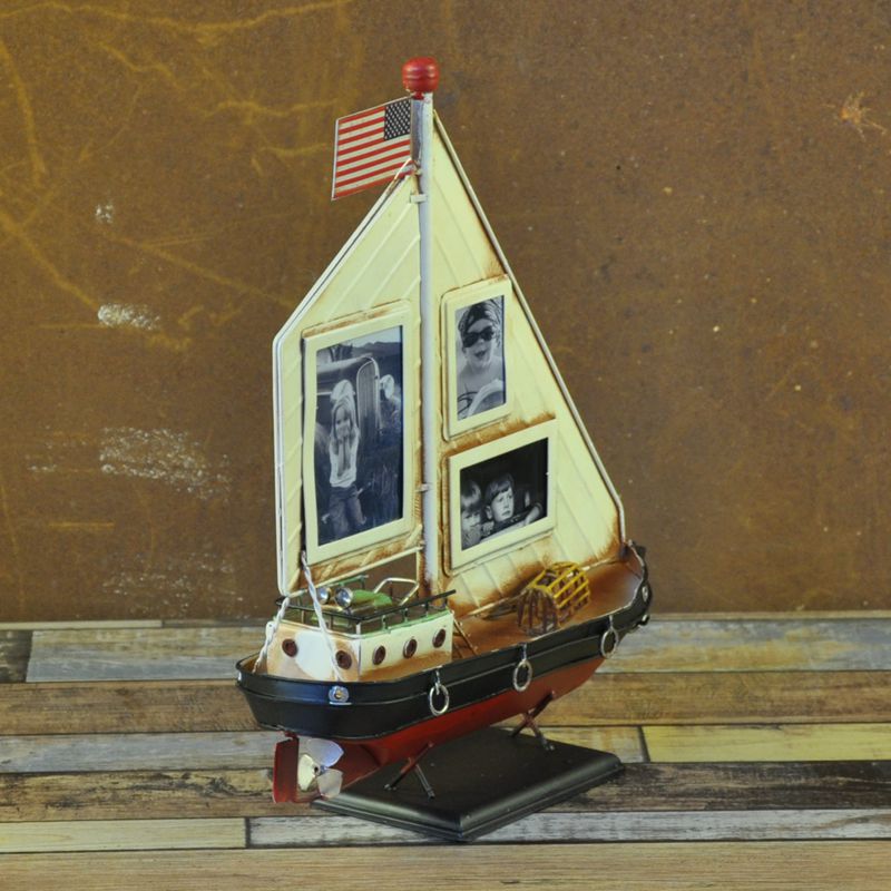 新款手工帆船照片墙 金属工艺品装饰 家居生日礼物摆件详情5