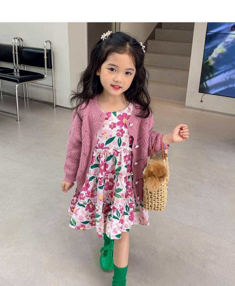 图图小象女童秋季童装儿童韩版碎花连衣裙洋气针织开衫宝宝套装详情27