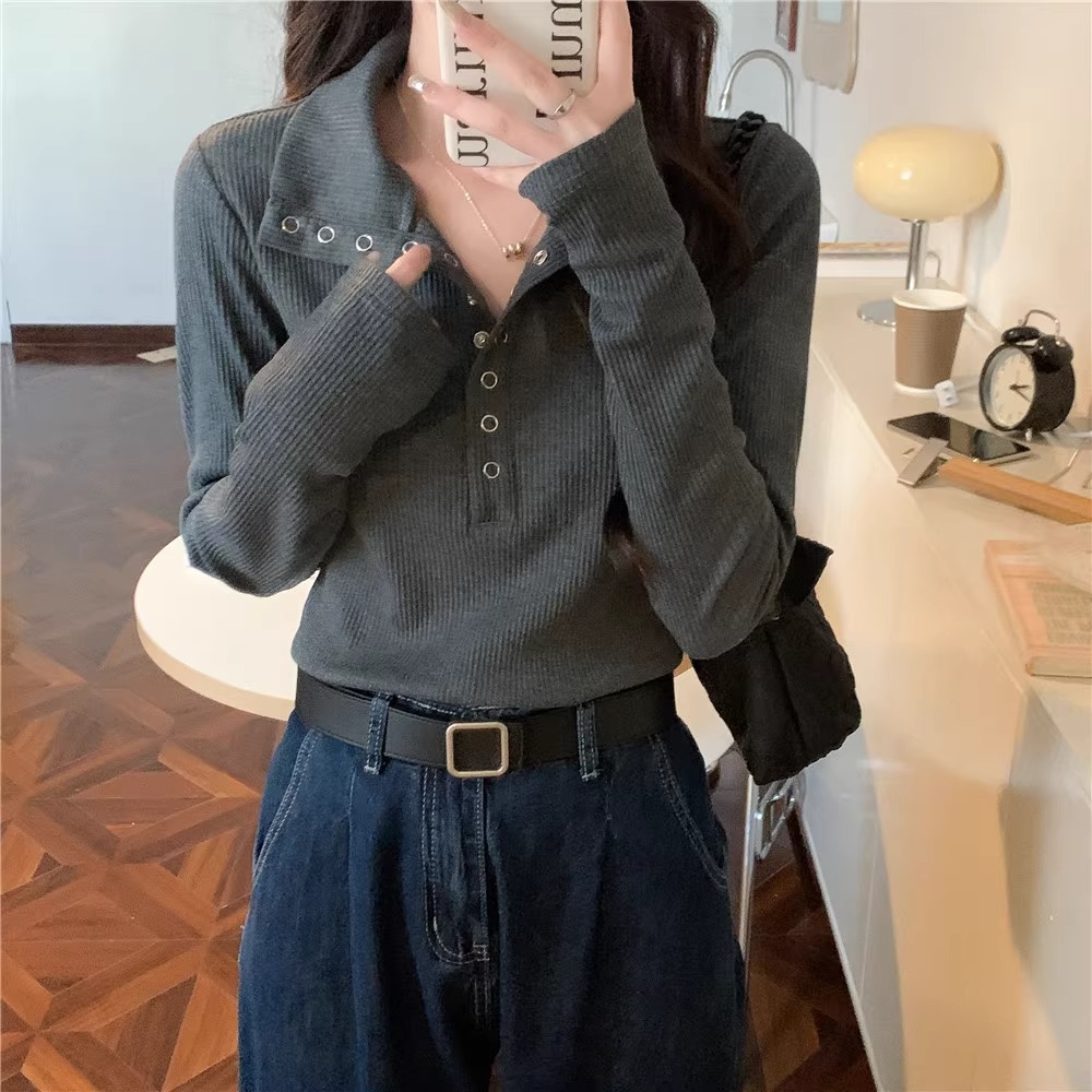 大码微胖正肩显瘦T恤女秋季设计感辣妹修身长袖内搭打底衫上衣潮详情27