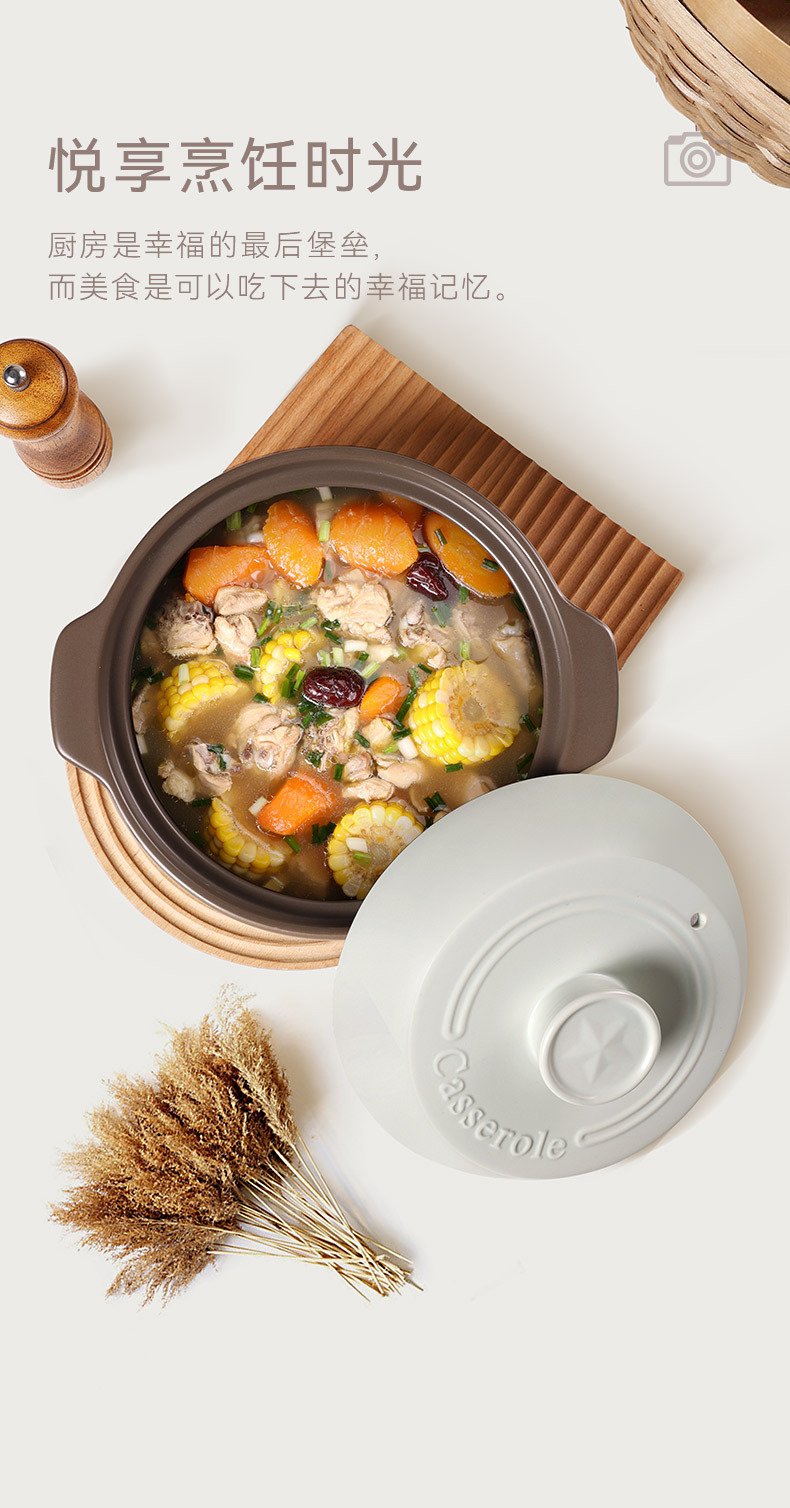 Pottery Pot King French Fortune Star Shallow Pot Clay Pot Vegetable Dry Pot Vegetable 煲仔饭 Clay pot ceramic clay pot Stew Pot Shallow pot pic 3