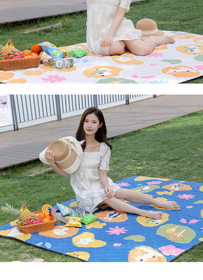 卡通满印花野餐布旅游防潮防虫野餐垫 便携式加厚防潮垫露营地垫详情18