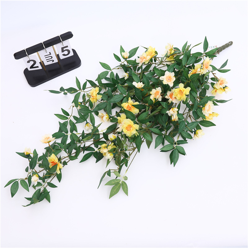 Wholesale of creative three-dimensional wall hangings with artificial flower vines, cherry blossoms, green plants, peach blossoms and vines for balcony and wall decoration pic 12