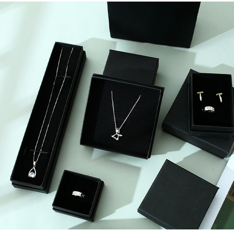Factory direct sales of jewelry packaging boxes, black kraft paper stud earrings, rings, necklaces, jewelry boxes, gift and jewelry boxes pic 21