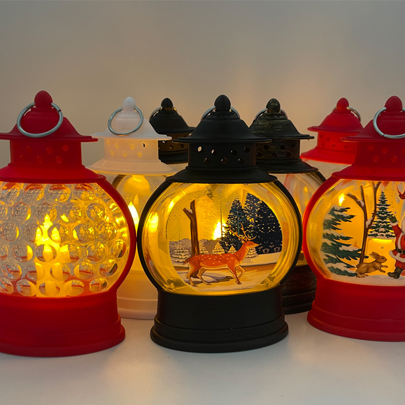 Christmas retro small oil lamp, LED electronic candle lamp, outdoor home small lantern, plastic flat horse lamp, night light, wind light pic 8