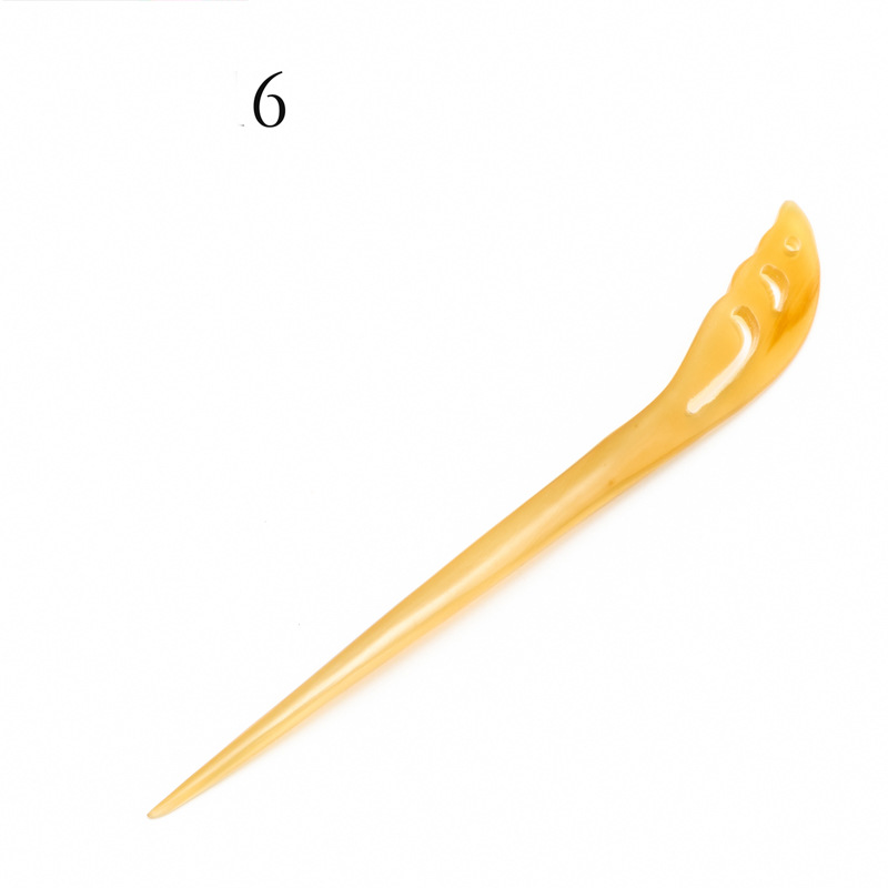 经典牛角发叉发饰 天然女式黄牛角发簪 手工打磨牛角簪子厂家直销详情28