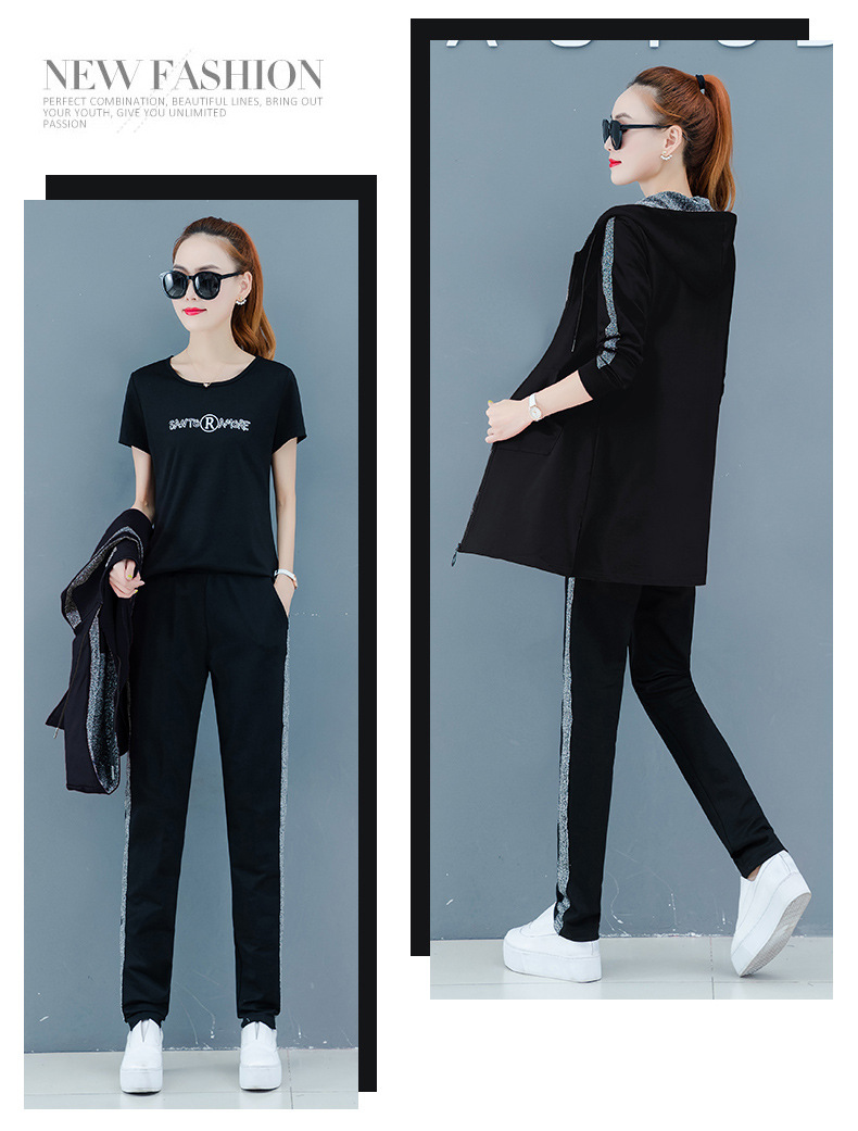 运动套装女春秋季2020新款宽松时尚卫衣三件套大码长袖跑步休闲服详情10